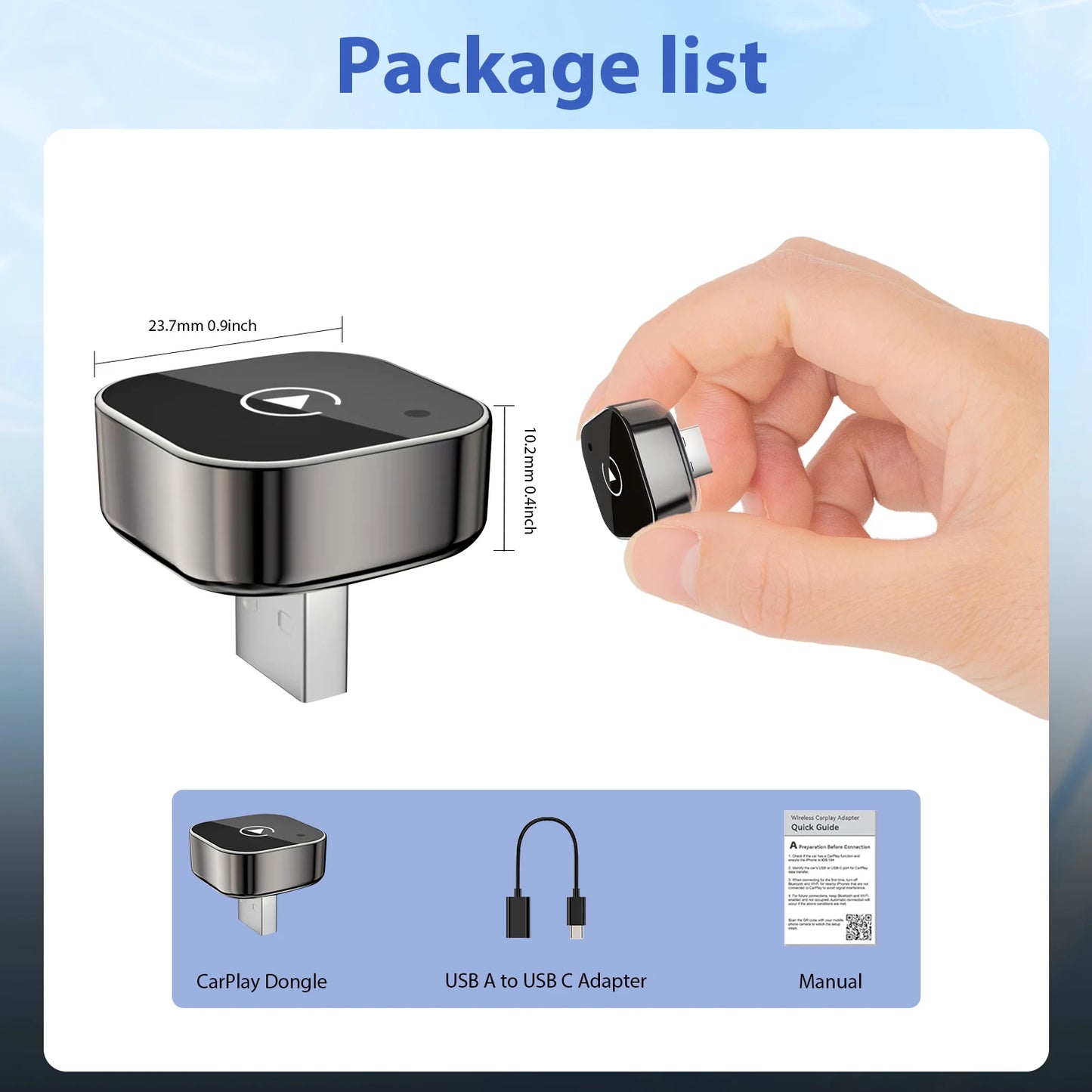 Novo 2026 pionray 2 em 1 adaptador carplay sem fio e adaptador sem fio android automático, 5ghz wifi tipo-c/usb plug play carplay sem fio