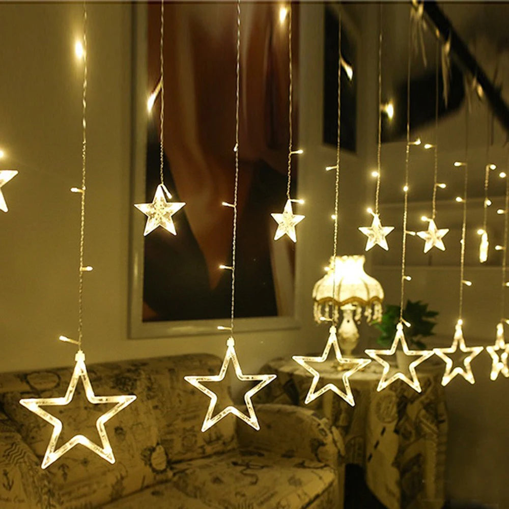 3.5m estrela cortina led string luzes de fadas 138 leds luzes de natal para casa quarto janela festa ao ar livre decoração do feriado