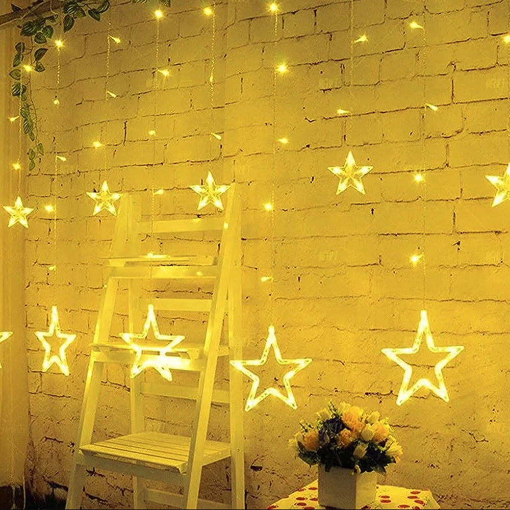 3.5m estrela cortina led string luzes de fadas 138 leds luzes de natal para casa quarto janela festa ao ar livre decoração do feriado