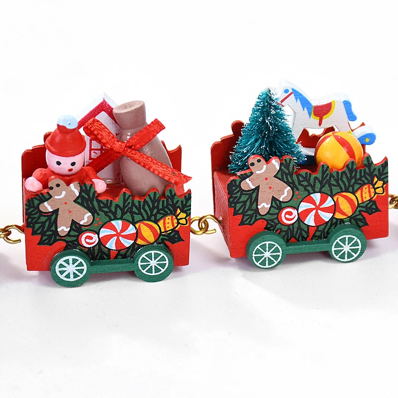 1pc trem de natal ornamentos de madeira 2024 decoração de natal para casa crianças natal navidad noel presente ano novo 2025 fontes de festa