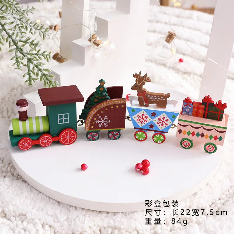 Decoração de trem de madeira de natal, enfeites de natal com trem em movimento, casa noel, presentes de feliz ano novo 2025