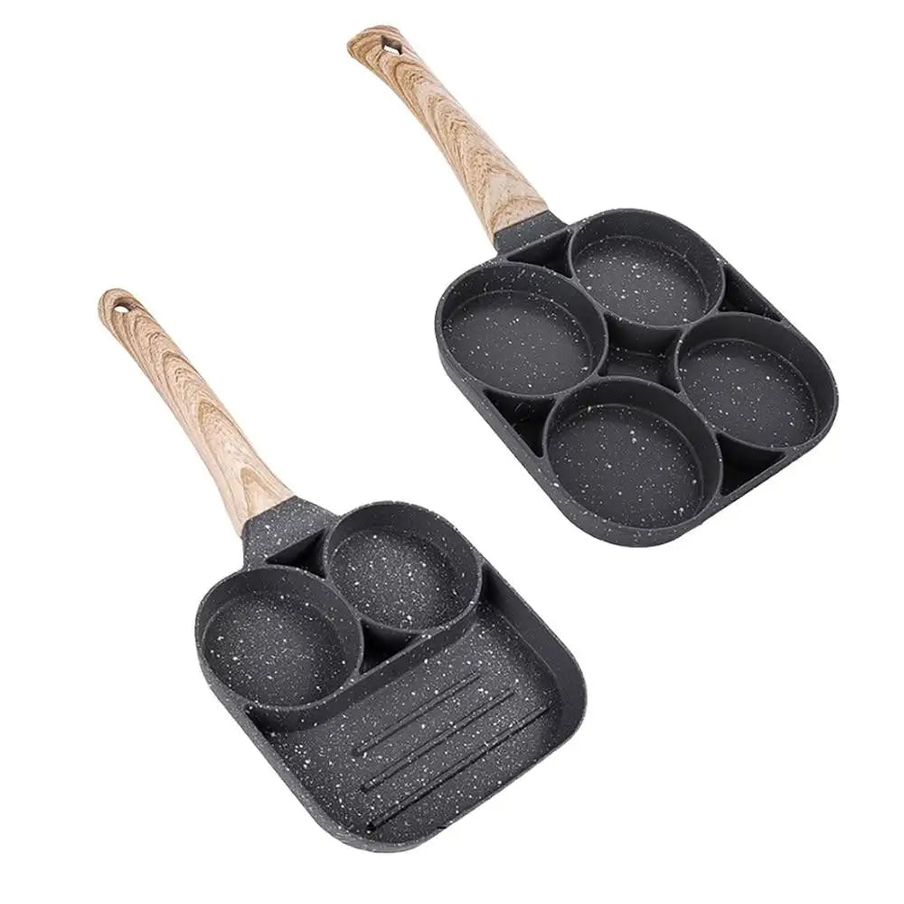 Frigideira antiaderente para ovos, 2/4, 4 buracos, omelete, panqueca, bife, cozinhar ovos, presunto, fabricante de café da manhã, panela para ovos