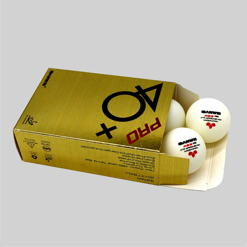 SANWEI ABS PRO 3-Star 40+ Bolas de tênis de mesa 6 unidades/caixa Novo material ITTF aprovado bolas de pingue-pongue costuradas para treinamento de competição