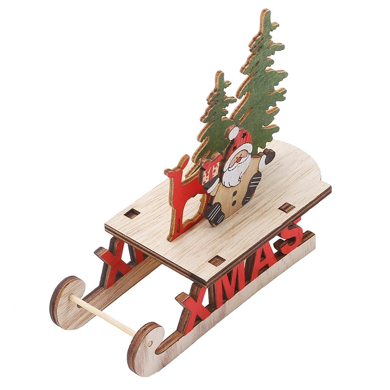 Árvore de Natal artesanal para crianças DIY, madeira estéreo, layout de cena, decorações de Natal, ornamentos quentes