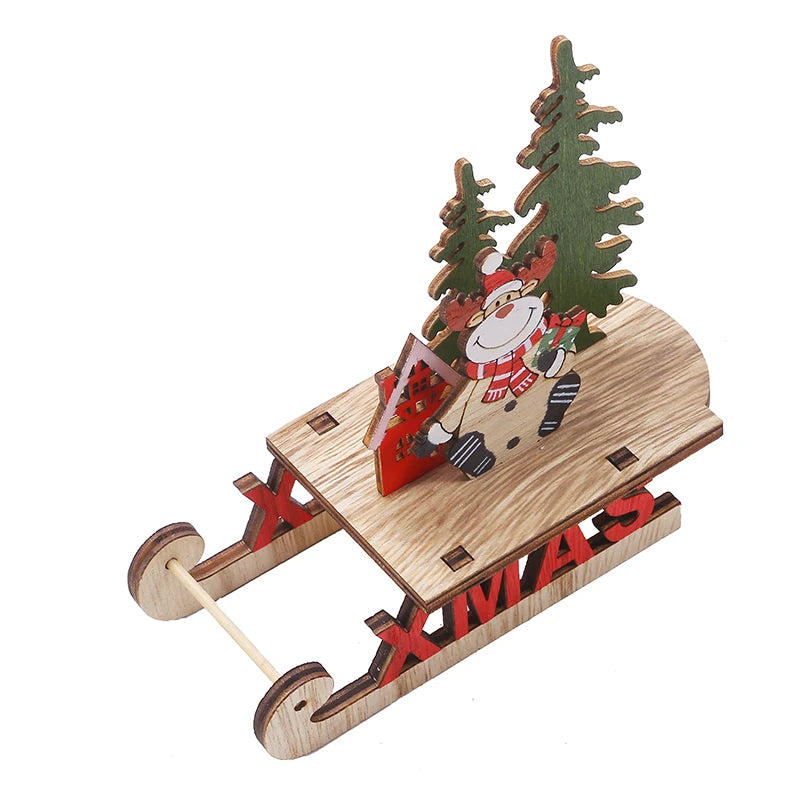 Árvore de Natal artesanal para crianças DIY, madeira estéreo, layout de cena, decorações de Natal, ornamentos quentes