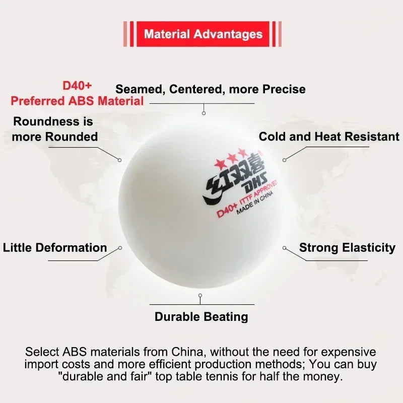 Dhs d40 + bi cor 3 estrelas bolas de tênis de mesa abs novo material com costura ittf aprovado bolas de ping pong para treinamento 10 pçs/caixa
