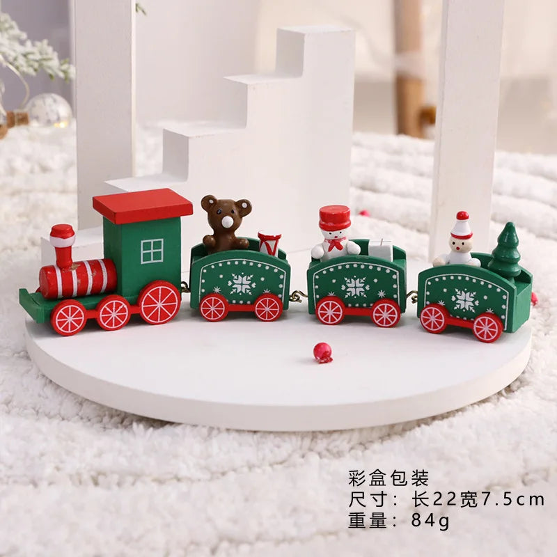 Decoração de trem de madeira de natal, enfeites de natal com trem em movimento, casa noel, presentes de feliz ano novo 2025