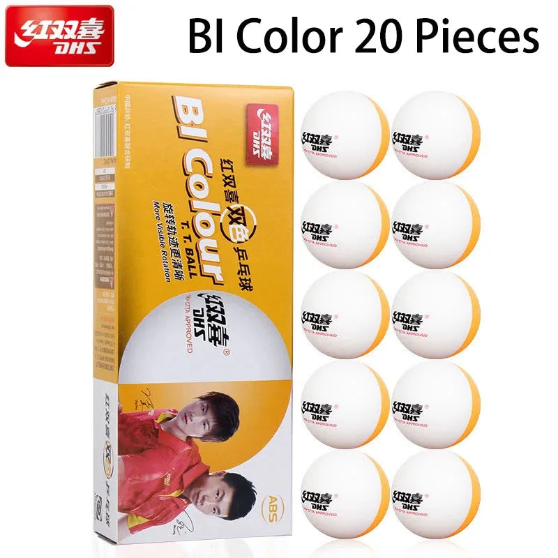 Dhs d40 + bi cor 3 estrelas bolas de tênis de mesa abs novo material com costura ittf aprovado bolas de ping pong para treinamento 10 pçs/caixa