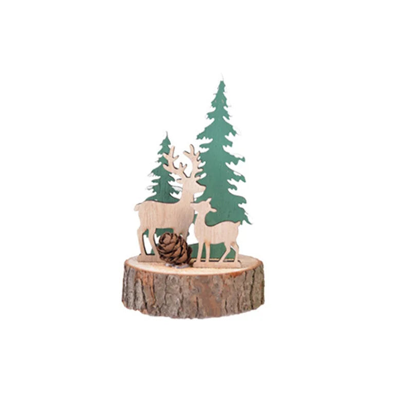 Árvore de Natal artesanal para crianças DIY, madeira estéreo, layout de cena, decorações de Natal, ornamentos quentes