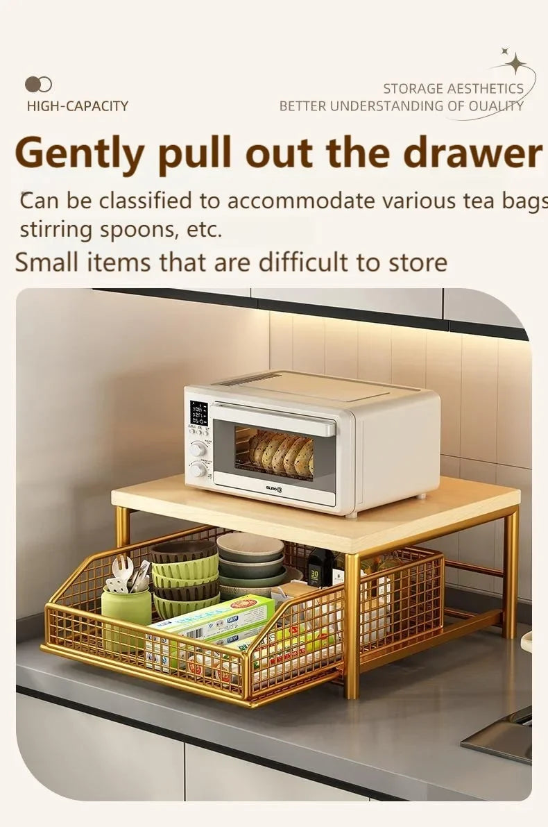 Organizador de prateleira de microondas de cozinha moderna-estante de armazenamento de bancada que economiza espaço para eletrodomésticos rack de armazenamento para design elegante