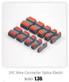 Conector de fio 222-412 blocos terminais de emenda de 2 pinos led iluminação de tira conectores rápidos elétricos mini conector de trilho condutor