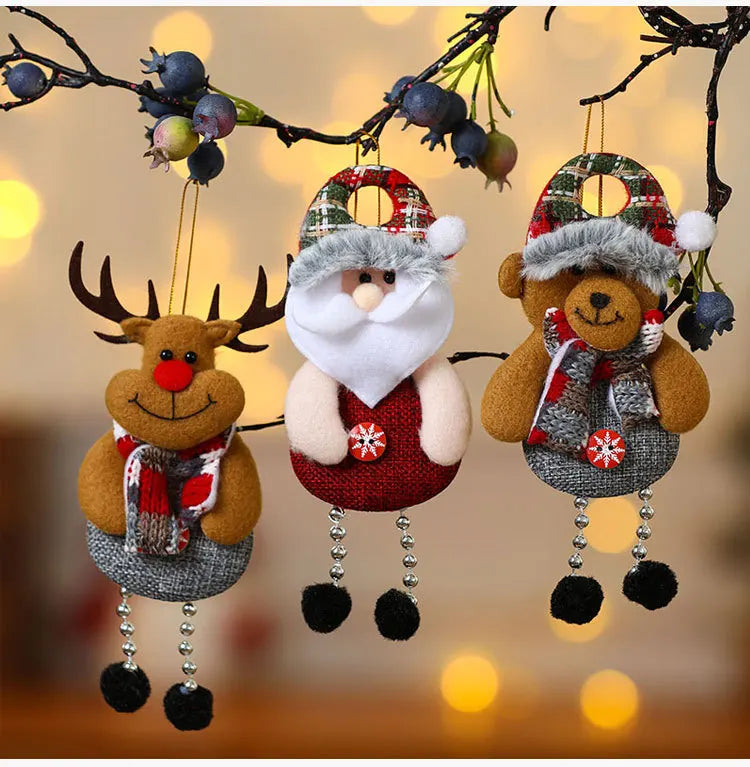 4 pçs decorações da árvore de natal pendurado ornamentos de natal conjunto decorações do boneco de neve pendurado pingentes