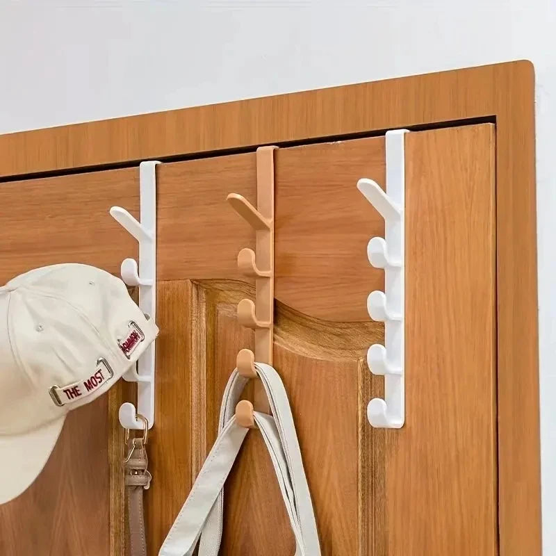 1pc cabide de porta do quarto roupas pendurado rack sobre a porta plástico ganchos de organização de armazenamento doméstico, suporte de bolsa para sacos trilhos