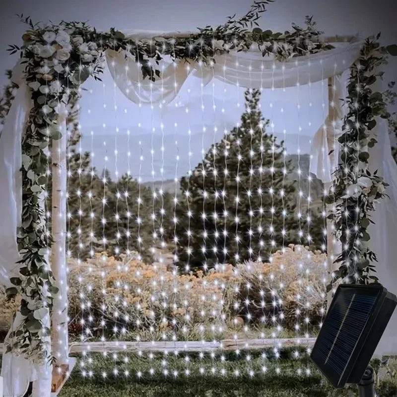 600/300/200/100led luzes de cortina solar ao ar livre luzes de fadas luzes led decorações de casamento de natal luzes da corda decoração do jardim
