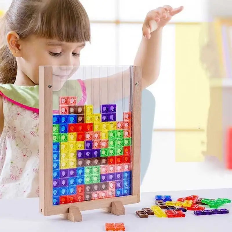 3d transparente tetris quebra-cabeça lógica pensando desenvolvimento cerebral dois jogadores tetris lógica divertido brinquedo educativo duas versões disponíveis