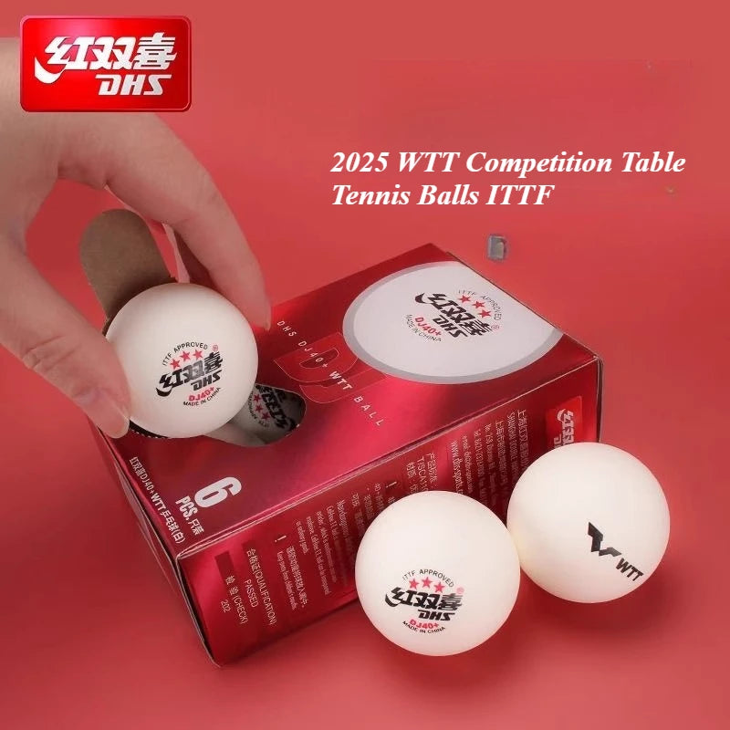6 pçs/caixa dhs wtt bolas de tênis de mesa dj40 + novo material jogos de bola de pingue-pongue 3 estrelas 2025 wtt competição bolas de tênis de mesa ittf