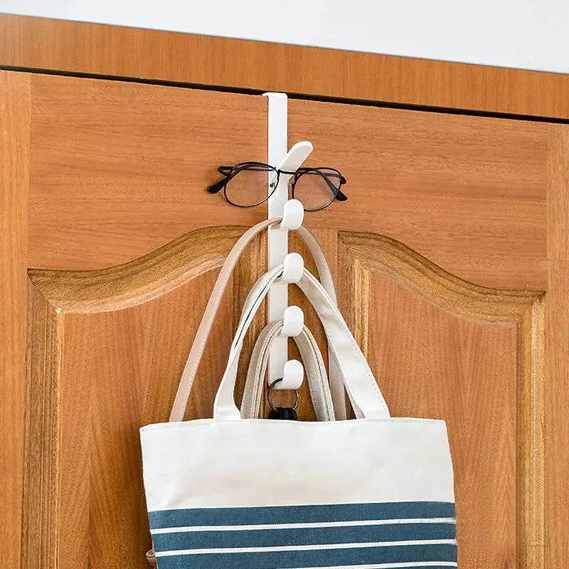 1pc cabide de porta do quarto roupas pendurado rack sobre a porta plástico ganchos de organização de armazenamento doméstico, suporte de bolsa para sacos trilhos