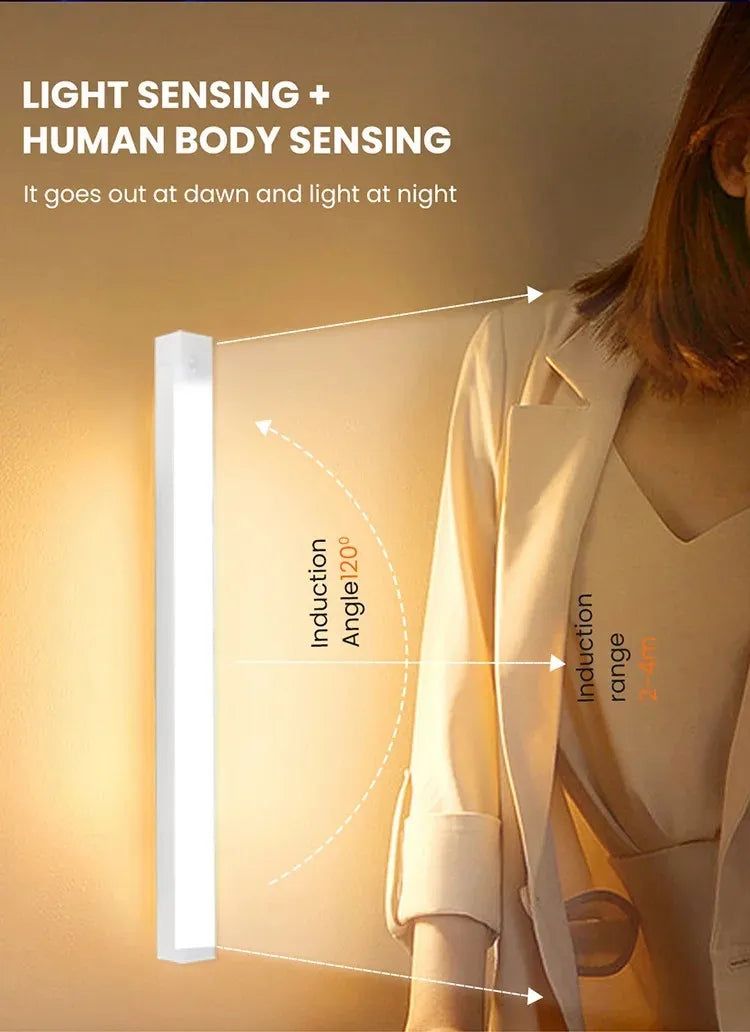 Sem fio led luzes da noite sensor de movimento luzes armário cozinha luzes da noite quarto detector luz armário escada retroiluminado