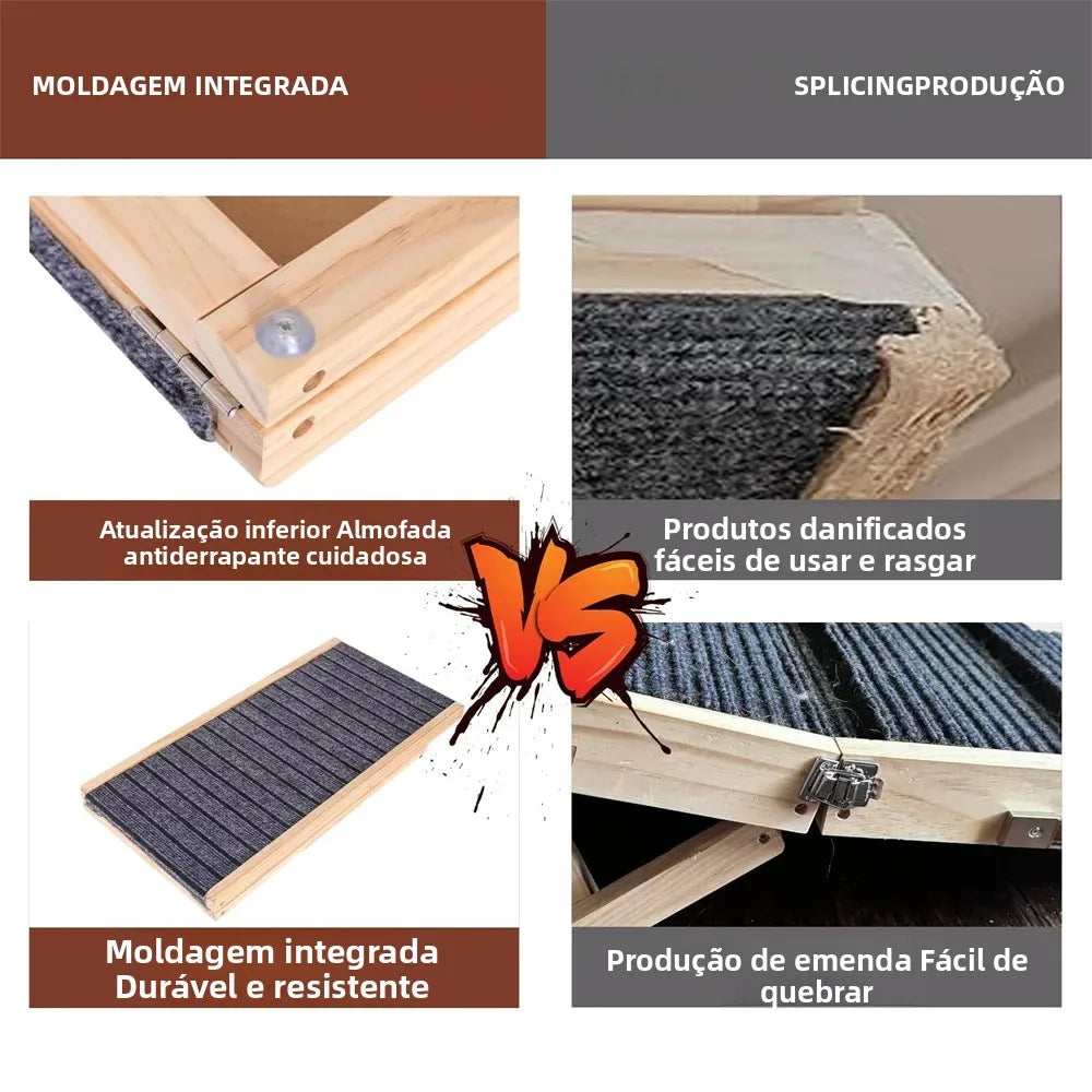 Rampa de madeira ajustável para cães, dobrável, altura de 2/4 níveis, escadas para animais de estimação, superfície antiderrapante para sofá-cama, carro, escalada interna