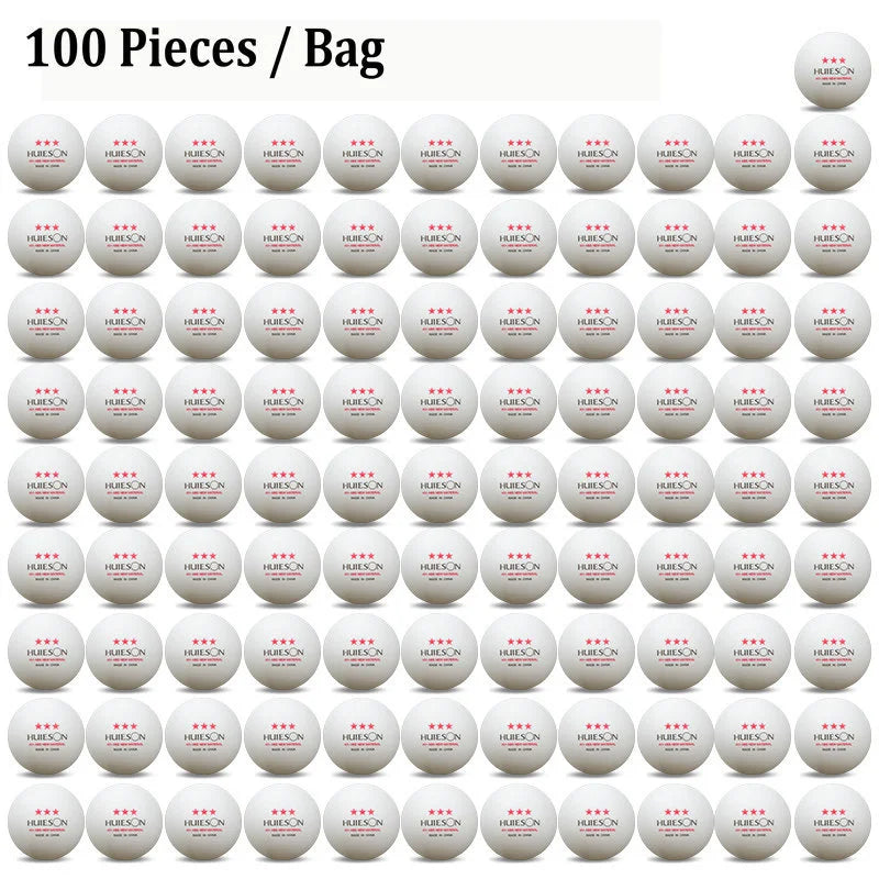Huieson-bolas do treinamento do tênis de mesa, bolas do pingue-pongue, plástico do ABS, fósforo, material novo, 3 estrelas, 10, 20, 50, 100, 2.8g