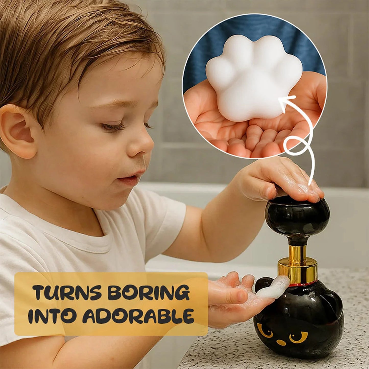 Dispensador de sabão de espuma de pata de gato bonito design de gato bomba de bico recarregável para banheiro cozinha crianças diversão lavagem à mão presente para amantes de gatos