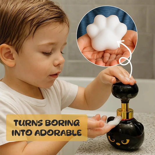 Dispensador de sabão de espuma de pata de gato bonito design de gato bomba de bico recarregável para banheiro cozinha crianças diversão lavagem à mão presente para amantes de gatos