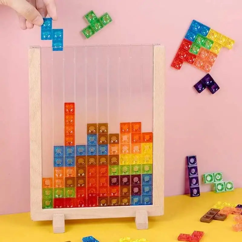 3d transparente tetris quebra-cabeça lógica pensando desenvolvimento cerebral dois jogadores tetris lógica divertido brinquedo educativo duas versões disponíveis
