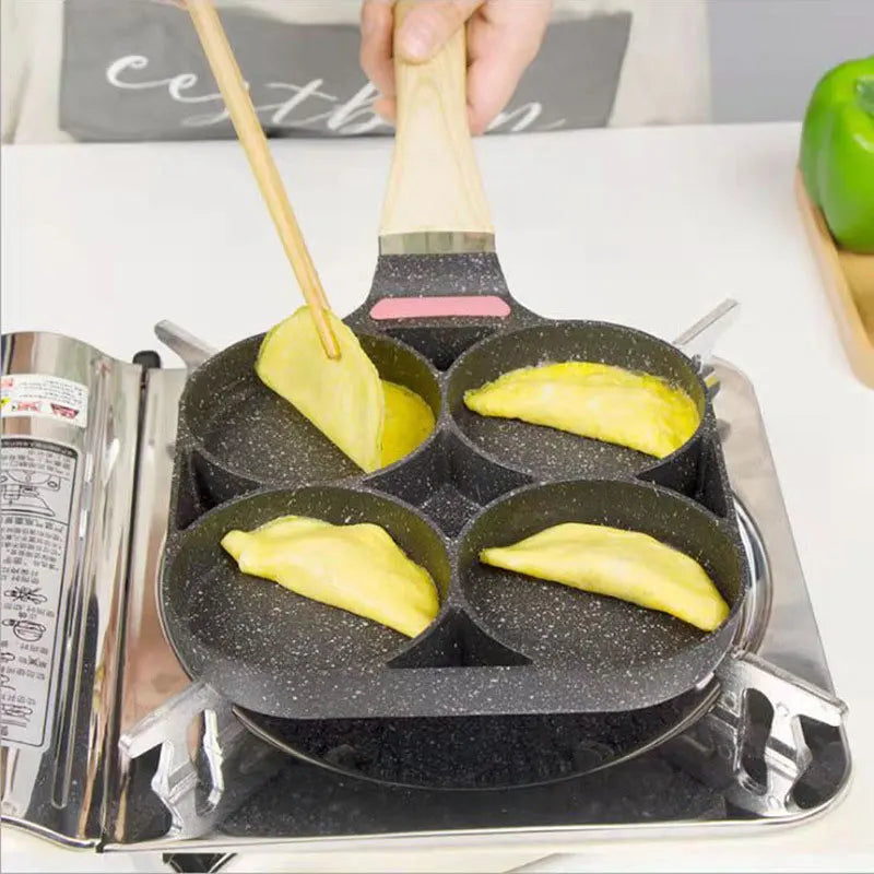 Frigideira antiaderente para ovos, 2/4, 4 buracos, omelete, panqueca, bife, cozinhar ovos, presunto, fabricante de café da manhã, panela para ovos