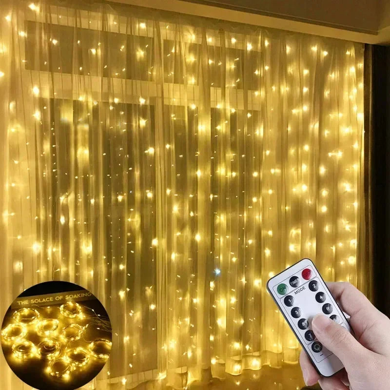 6x3m/3x3m cortina guirlanda na janela usb power luzes de fadas festão com controle remoto ano novo guirlanda luzes led decoração natal
