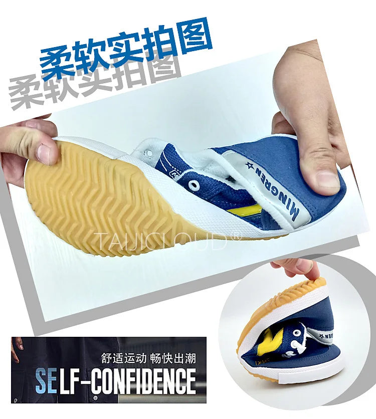 Tênis de mesa para homens e mulheres, tênis de treinamento de lona, sola de tendão de vaca, antiderrapante