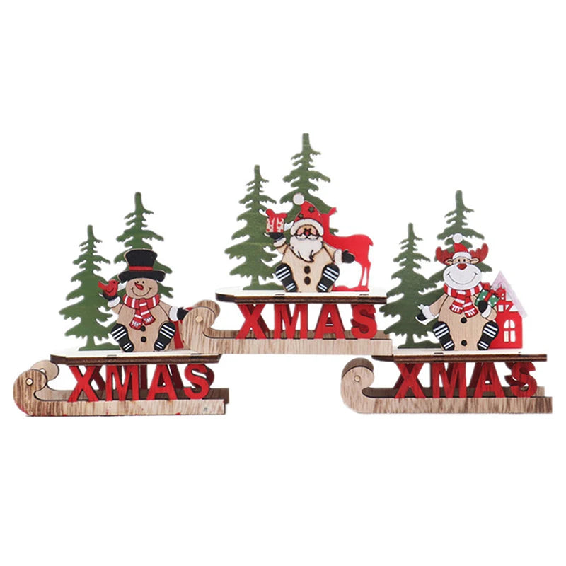 Árvore de Natal artesanal para crianças DIY, madeira estéreo, layout de cena, decorações de Natal, ornamentos quentes