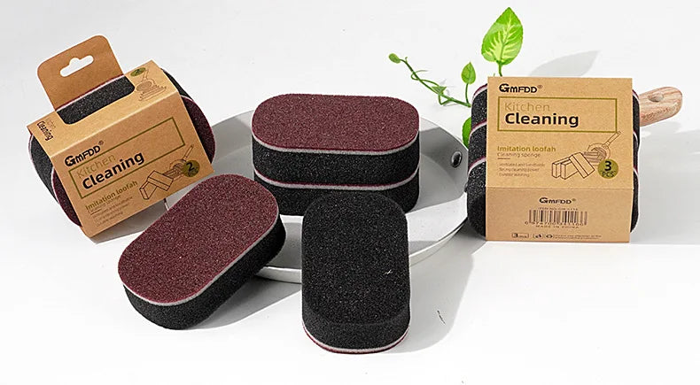 Esponja mágica potência engrossar dupla face pratos escovas de limpeza cozinha limpar ferrugem escovação pote inferior preto mancha artefato