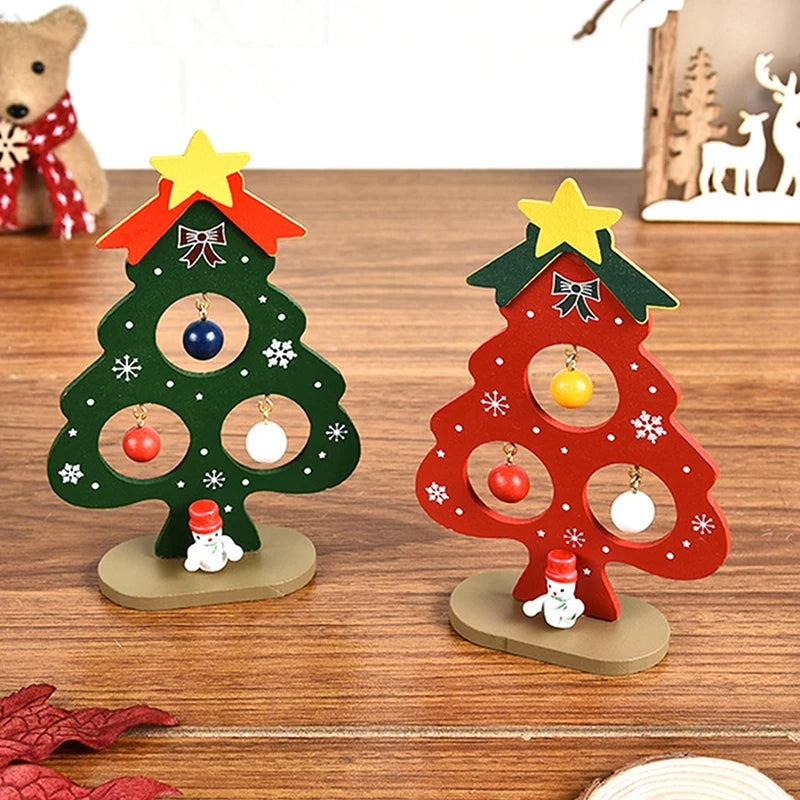 Árvore de Natal artesanal para crianças DIY, madeira estéreo, layout de cena, decorações de Natal, ornamentos quentes