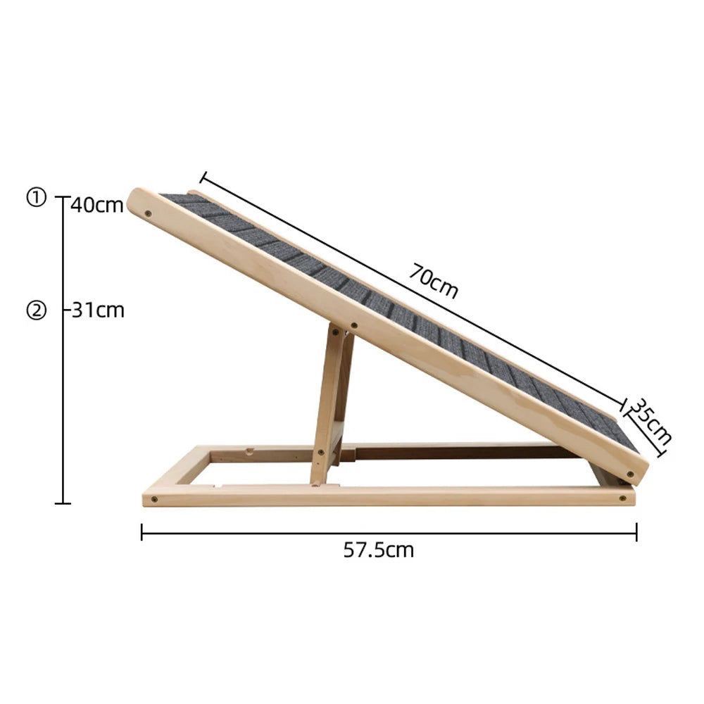 Rampa de madeira ajustável para cães, dobrável, altura de 2/4 níveis, escadas para animais de estimação, superfície antiderrapante para sofá-cama, carro, escalada interna