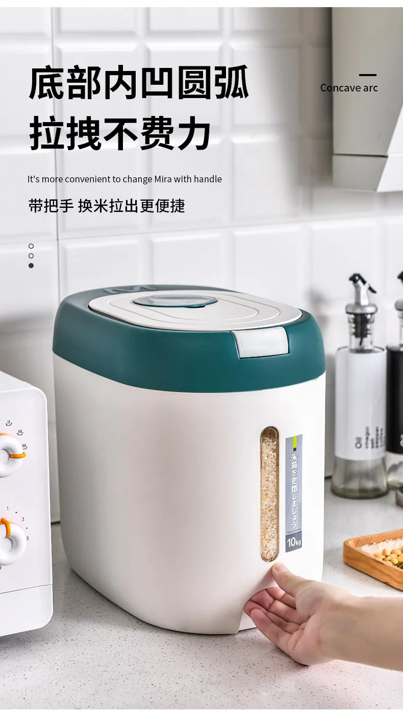 Balde de arroz de pressão doméstico selado à prova de umidade farinha de grãos lã para animais de estimação comida para cães lata de armazenamento de alimentos