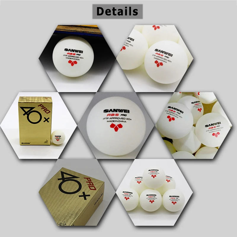 SANWEI ABS PRO 3-Star 40+ Bolas de tênis de mesa 6 unidades/caixa Novo material ITTF aprovado bolas de pingue-pongue costuradas para treinamento de competição