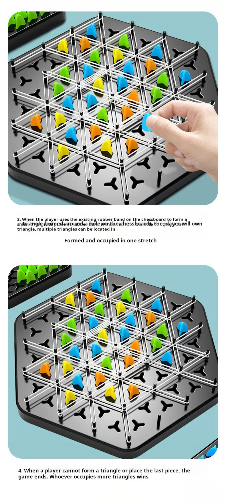 Corrente triângulo jogo de xadrez gatilho borracha jogo educacional interativo jogo batalha conjunto para festa família presente