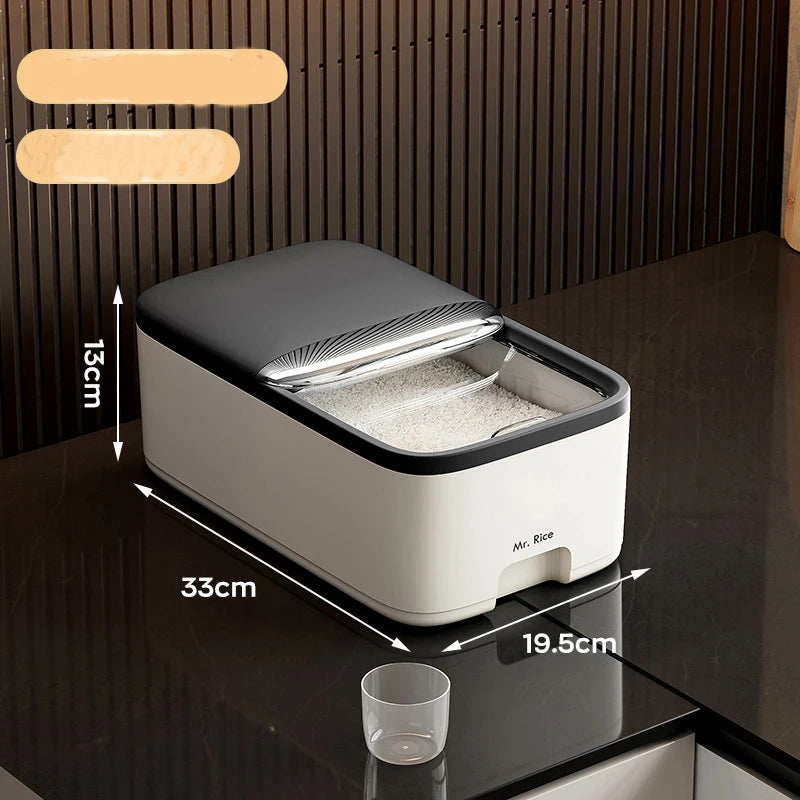 Caixa de arroz à prova de umidade, 5/10kg, frasco selado de grãos, recipiente de cozinha, armazenamento de balde, caixa de comida para cães de estimação com tampa de bala