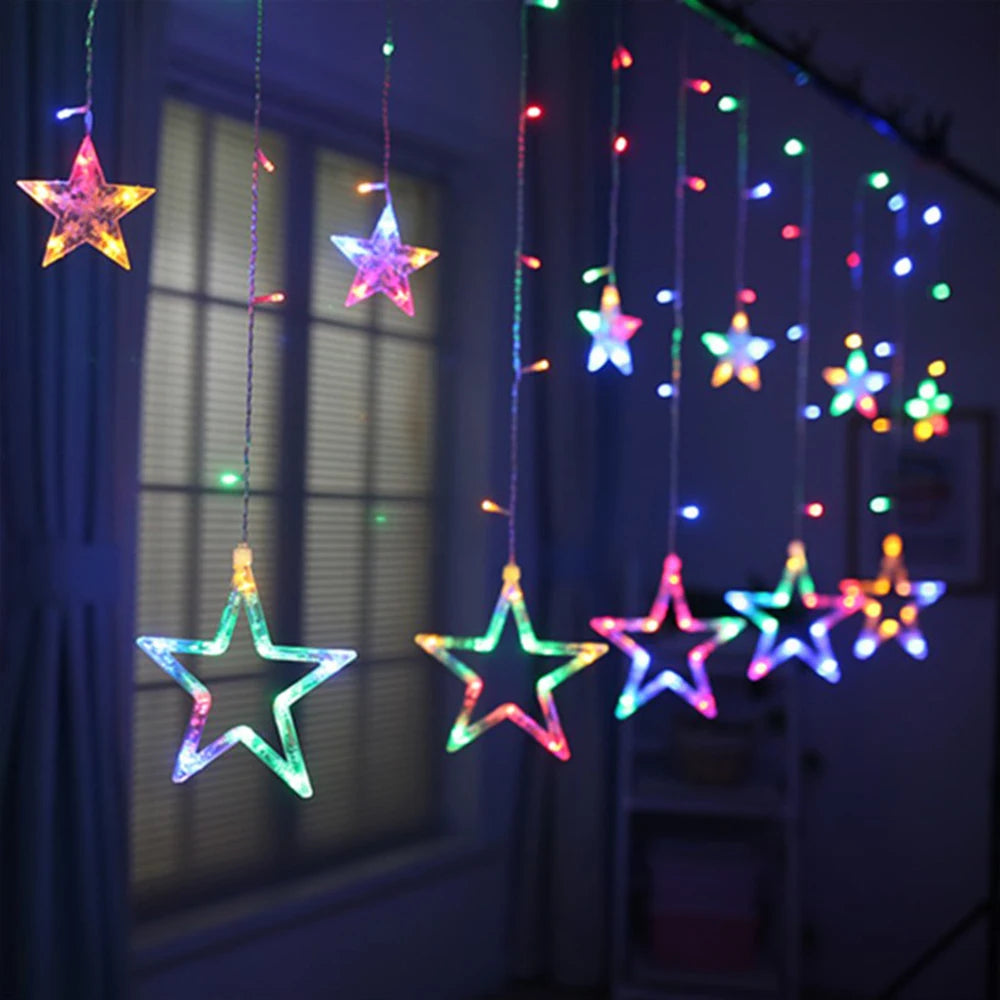 3.5m estrela cortina led string luzes de fadas 138 leds luzes de natal para casa quarto janela festa ao ar livre decoração do feriado