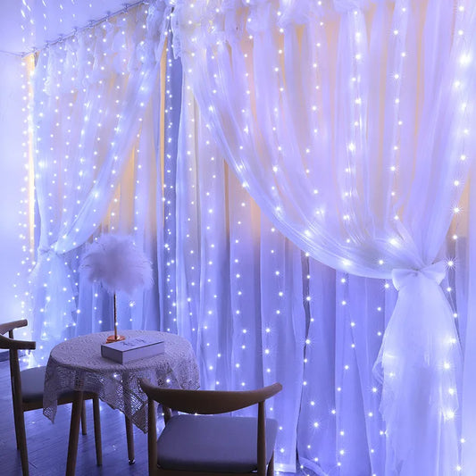 Cortinas de led usb 6m/3m, guirlandas de luz led para ano novo, decorações de natal, decoração de casamento, luzes de jardim ao ar livre