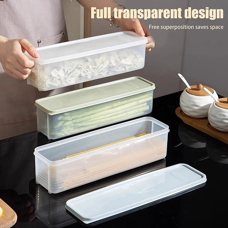 Recipientes de armazenamento de alimentos de plástico hermético retangular longo com tampas para cozinha despensa organizador cereais macarrão legumes