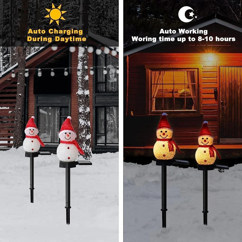 Decorações de natal luz solar boneco de neve natal ao ar livre movido a energia solar estacas luzes para corredor pátio decoração do gramado