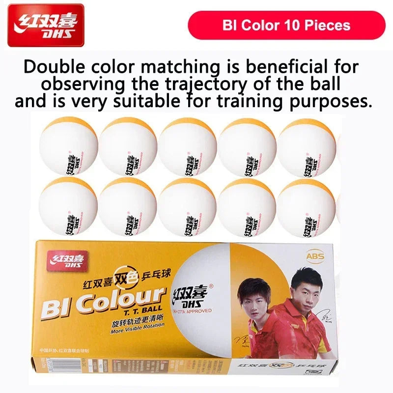 Dhs d40 + bi cor 3 estrelas bolas de tênis de mesa abs novo material com costura ittf aprovado bolas de ping pong para treinamento 10 pçs/caixa