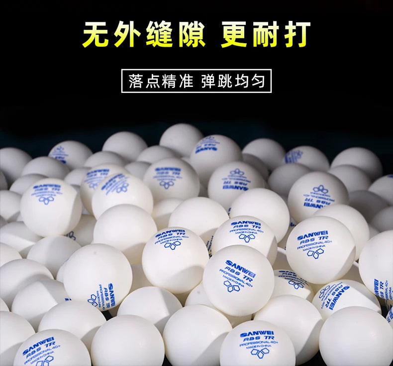 50/100 pçs sanwei 3 estrelas bolas de tênis de mesa abs novo material costurado bolas de ping pong 40 + profissional bola de ping pong treinamento do clube