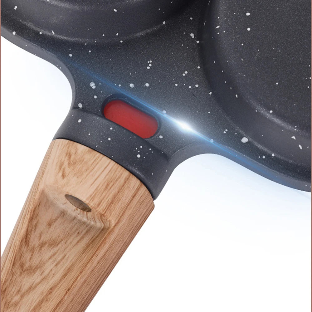 Frigideira de ovo antiaderente 4-Cup com tampa flip, Fogão De Panqueca De Alumínio, Espátula e Escova, Hambúrgueres, Panela De Omelete