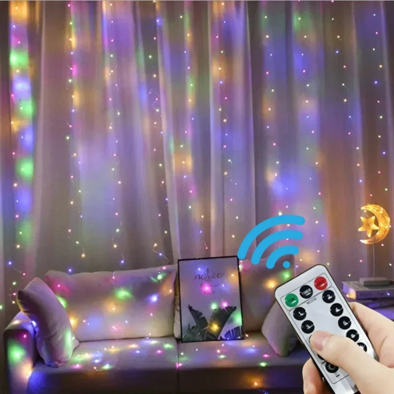 4/6m/8 modo cortina guirlanda na janela usb energia luzes de fadas festão com controle remoto ano novo guirlanda luzes led decoração natal