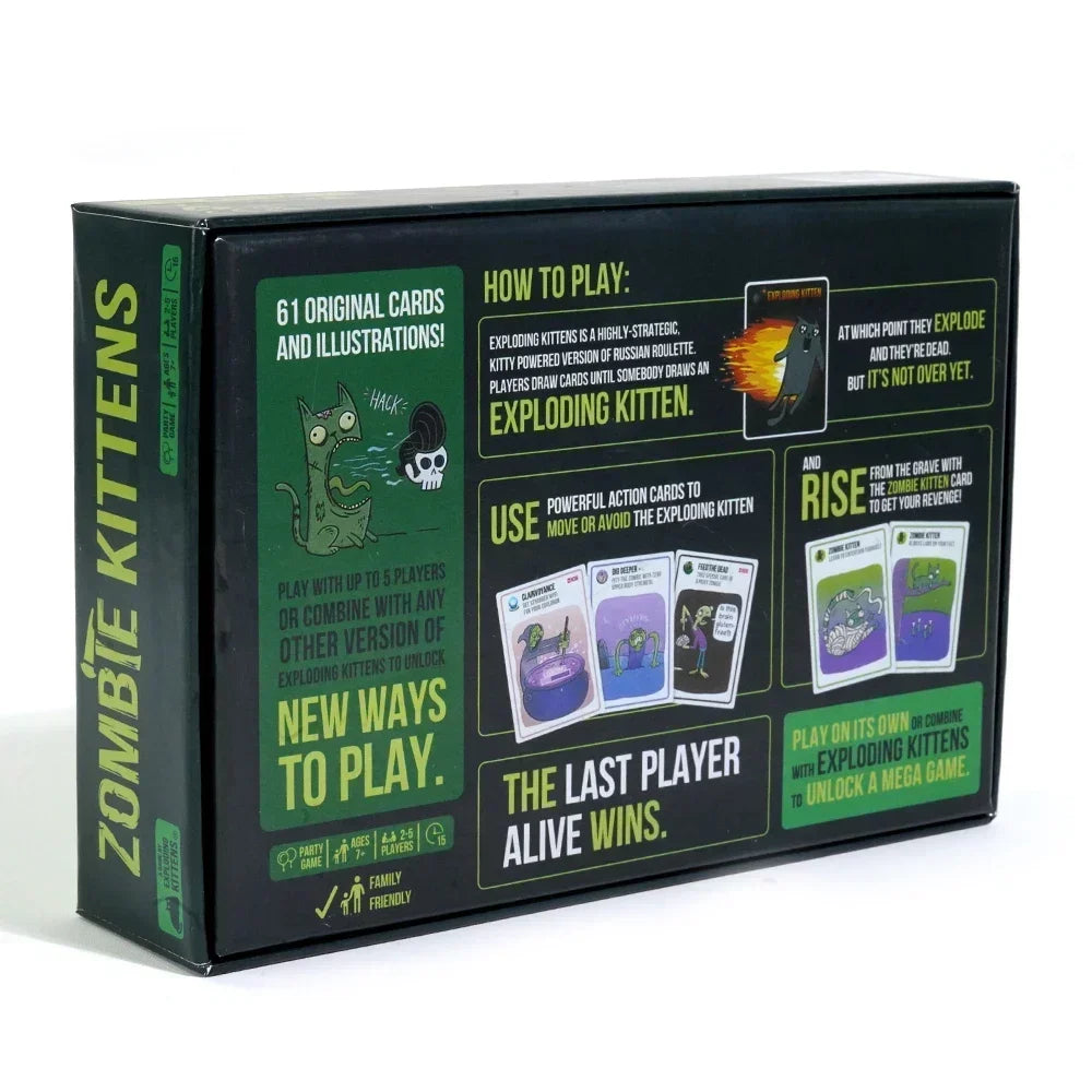 Jogo de cartas Zombie Kittens Diversos Jogos de cartas familiares para adultos Adolescentes Crianças para jogo de entretenimento noturno 2-5 Playe
