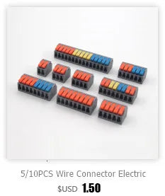 Conector de fio 222-412 blocos terminais de emenda de 2 pinos led iluminação de tira conectores rápidos elétricos mini conector de trilho condutor
