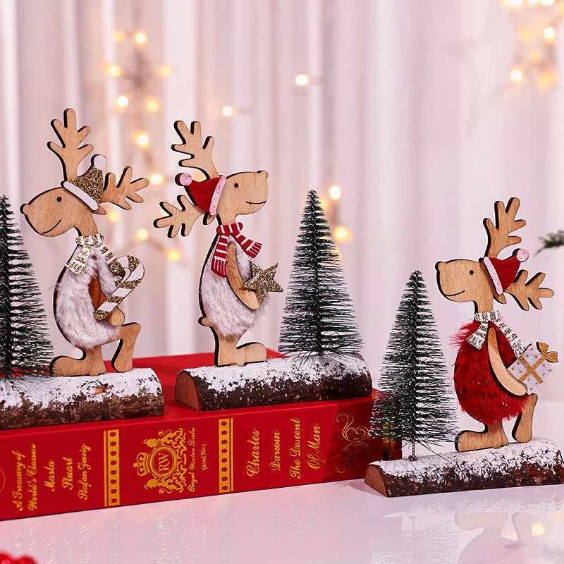 Árvore de Natal artesanal para crianças DIY, madeira estéreo, layout de cena, decorações de Natal, ornamentos quentes