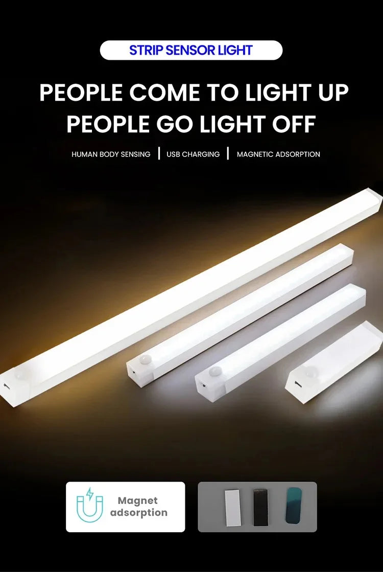 Sem fio led luzes da noite sensor de movimento luzes armário cozinha luzes da noite quarto detector luz armário escada retroiluminado